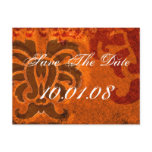 Save The Date - Damask - Orange and Brown Post Card