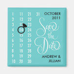 Save the Date Diamond Calendar Grid (teal) Fridge Magnets