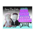 Save The Date Doll & Cake Wedding Postcard