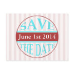 Save The Date Dot Circle Stripes Blue Red Light