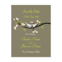 Save the Date doves in pink blossoms postcards