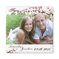 Save the Date Dusty Rose Cherry Blossom Magnet