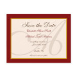 Save the Date Elegant Monogram Burgundy Postcard