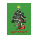 Save The Date Elf Christmas Tree Holiday Postcard