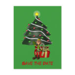 Save The Date Elf Christmas Tree Holiday Postcard