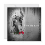 Save The Date Gothic Cross and Roses Invitation