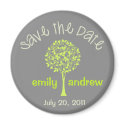 Save the Date Green/Grey Tree Magnet