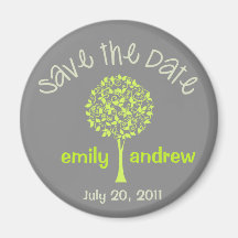 Save the Date Green/Grey Tree Magnet
