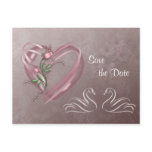 Save the Date - Hearts and swans. Postcard