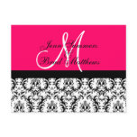 Save the Date Hot Pink Monogram Damask Card