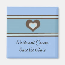 Save the Date in Blue and Brown Refrigerator Magnet