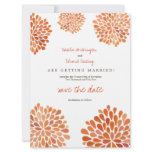 Save the Date Linen Orange Autumn Flower Blooms