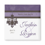 Save the Date Magnet Chandelier Purple Brown