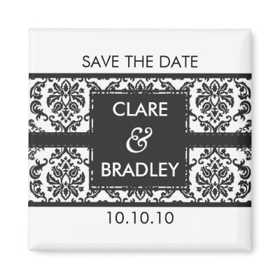 SAVE THE DATE :: magnet :: damask - black by edgeplus