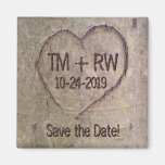 Save the Date Magnet, Heart Carved in Tree