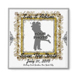 Save The Date Magnet White Gold Leaf