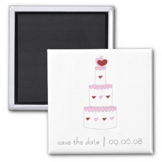 Save the Date Magnet with Wedding Cake Design