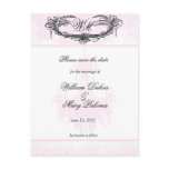 Save the Date Monogram Pink Chandelier and Damask postcards