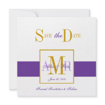 Save the Date Monograms for Weddings Purple Gold Invitation