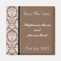 Save The Date -  Nutmeg Classic Damask Refrigerator Magnets
