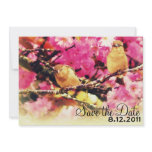 Save the Date - Pink Floral Blooms and Birdies Invite