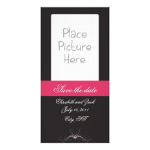 Save the Date! Pink heart Port Photo Card Template