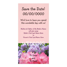 Save the Date! Pink Rhodies Flowers Invitations Personalized Photo Card