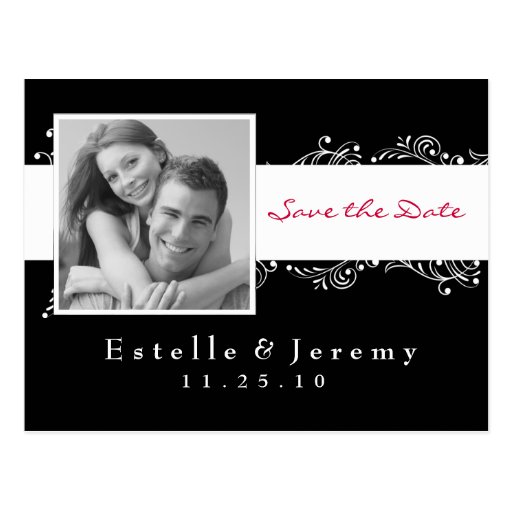 Save the Date Postcard Photo 03 White