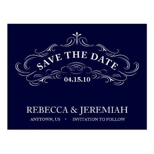 Save the Date Postcard with Calligraphic Frame
