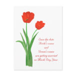 Save the date postcards, Red Tulips