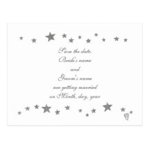 Save the date postcards, silver stars border