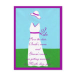 Save the date postcards, wedding dress, purple