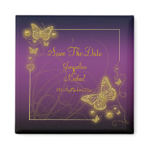 "Save the date" purple gold butterfly