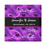 Save the Date Purple Peacock Feathers Fridge Magnet