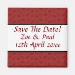 Save The Date Red Leaf Design Magnet