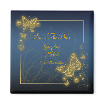 "Save the date" royal blue black gold