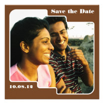 Save the Date Scallop Brown Save the Date invitations
