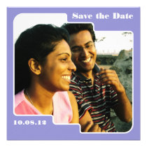 Save the Date Scallop Purple Save the Date invitations