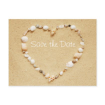 Save the Date Seashell Heart Postcard