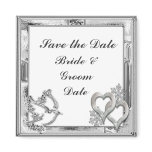 Save the Date Silver Winter Wedding Magnets