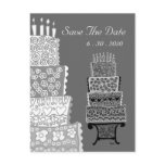 Save The Date Simply Grey Wedding Cake Postcard