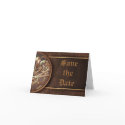 Save the date steampunk gears gold brown cards