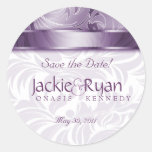 Save the Date Sticker Elegant Leaf Floral Purple S