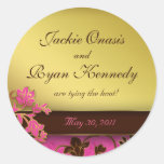 Save the Date Sticker Gold Floral PInk Brown 2