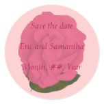 Save the date stickers for weddings, pink rose