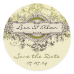 Save The Date Stickers Vintage Floral