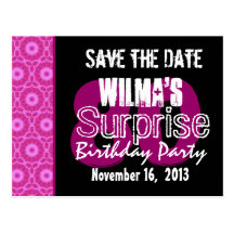 Save the Date Surprise 80th Party Pink W1751 Post Card