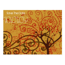 Save the Date- Tree Swirls - Post Cards