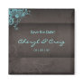 Save the Date Turquoise Brown Floral Magnet