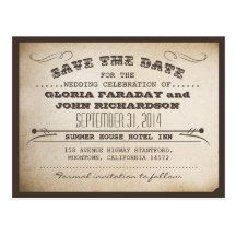 save the date vintage ticket postcards